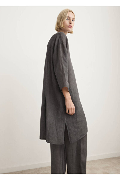 MANGO Woman %100 rami overdyed görünümlü pantolon