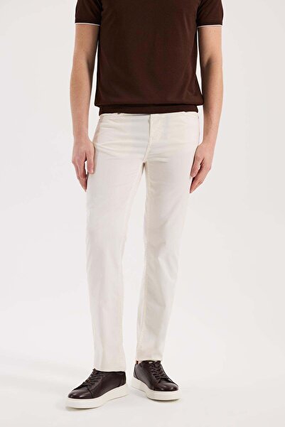 Jakamen Κρεμ Αθλητικό Παντελόνι Στενής Γραμμής με 5 Τσέπες