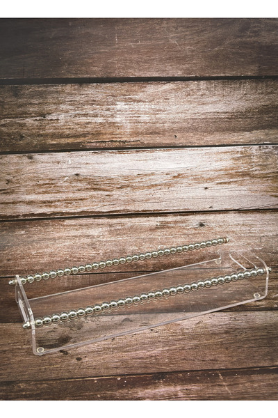 ALQANNAS Acrylic Serving Tray with Silver Beaded Design | Modern Decorative O...