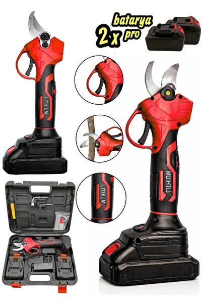 MOONSHOP 256 Vf Çift Akülü Çelik Şanzuman Şarjlı Dal Ağaç Kesme Bağ Budama Ma...
