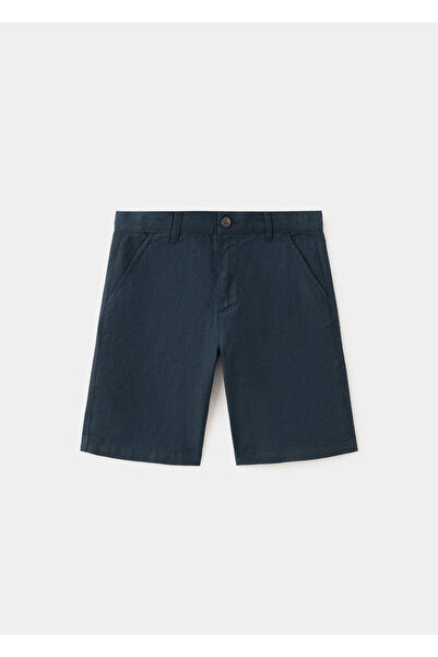 MANGO Kids Keten karışımlı bermuda şort