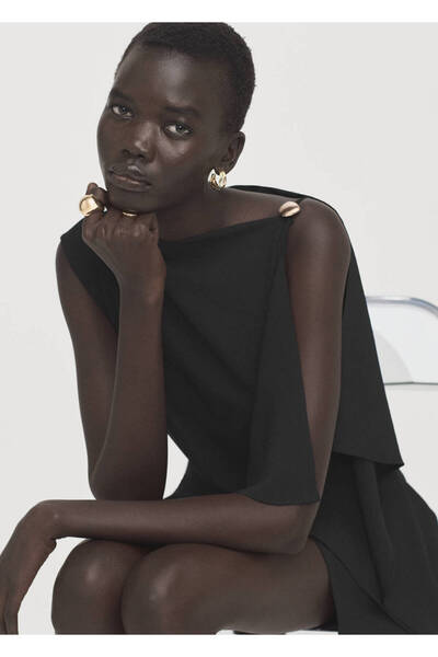 MANGO Woman Kısa asimetrik kollu elbise