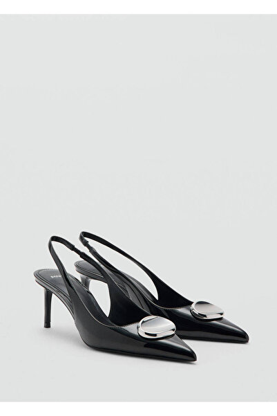 MANGO Woman Metalik detaylı rugan topuklu ayakkabı