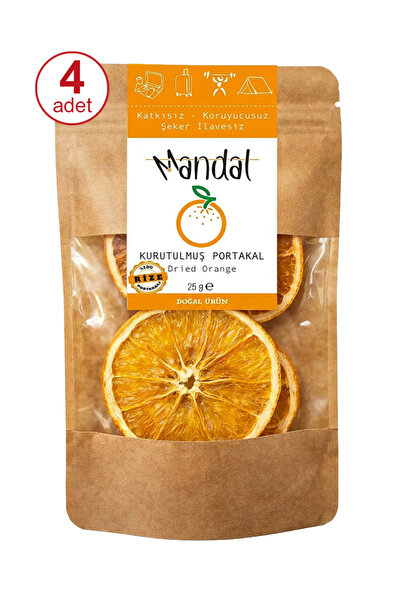 Kurutulmuş Portakal 100 gram (4*25 Gram) Portakal Kurusu Kurutulmuş Meyve Kurusu Dilimleri