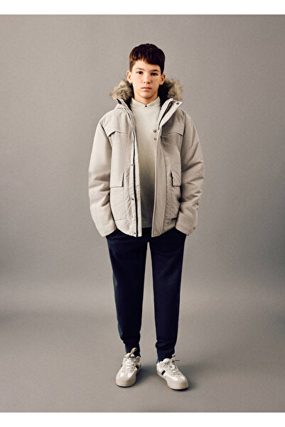 Faux fur hooded anorak