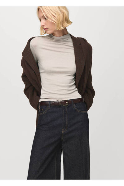 MANGO Woman Stand Collar T-Shirt
