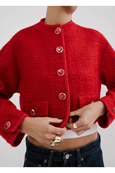 MANGO Woman Düğmeleri taşlı tüvit ceket