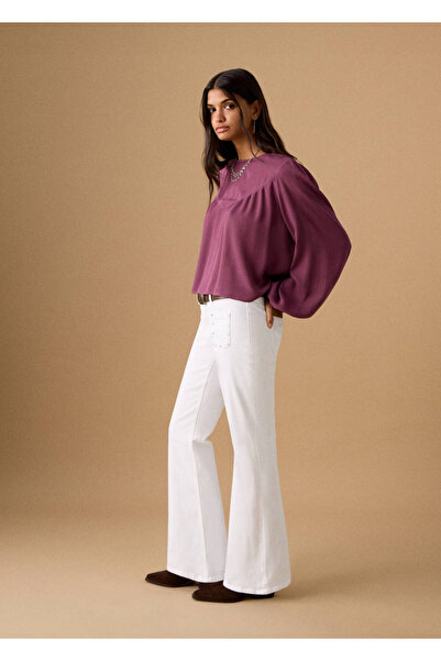 Mango Teen Zımbalı flare jean pantolon