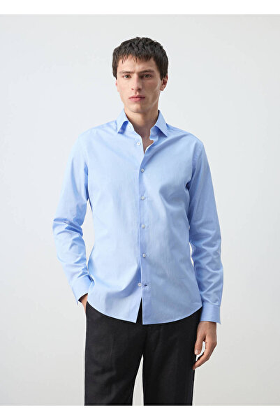 MANGO Man Slim fit çizgili %100 pamuklu gömlek