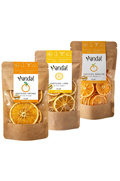 Mandal Kurutulmuş Portakal, Limon, Mandalina Dilimleri 75 gram Kurutulmuş Mey...