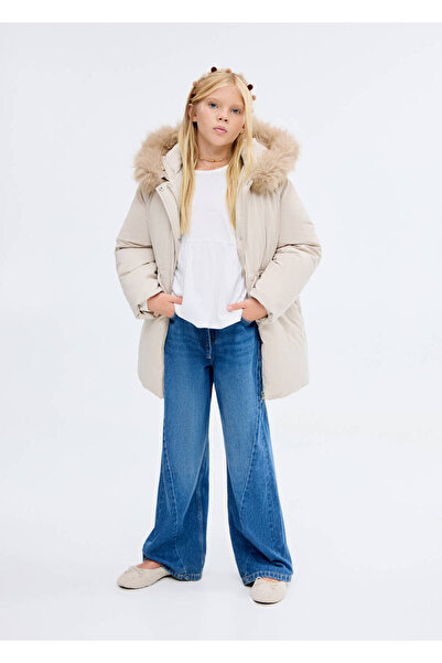 MANGO Kids Kapüşonu suni kürklü anorak