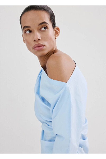 MANGO Woman Asimetrik yakalı pamuklu bluz