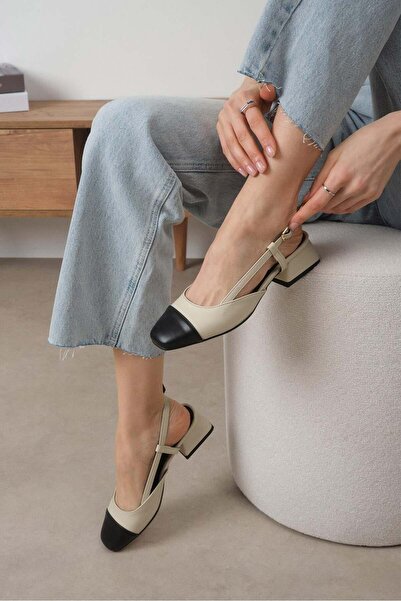 Mio Gusto Γυναικεία παπούτσια με χαμηλό τακούνι Hilda Skin Color Open Side Πόρπη