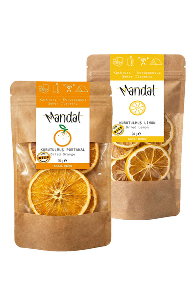 Kurutulmuş Portakal, Limon Dilimleri 50 gram Kurutulmuş Meyve Kurusu Dilimleri