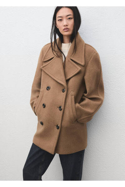 MANGO Woman Manteco yünlü çift düğmeli palto