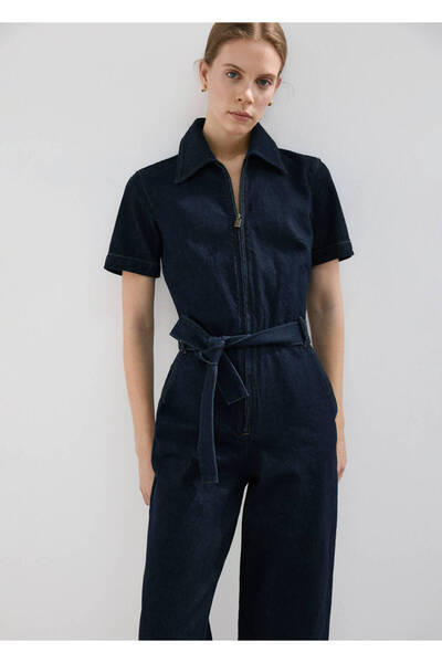 MANGO Woman Kemerli denim tulum