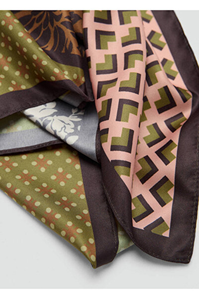 MANGO Woman Desenli saten fular