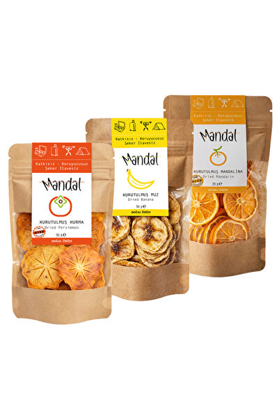 Mandal 125 Grams of Dried Fruits - Dates, Bananas, Mandarin Slices