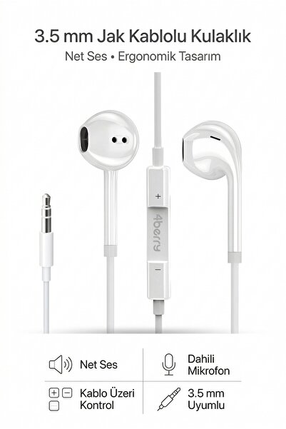 4 Berry PS03 3.5 mm Jack Girişli Kablolu Kulak İçi Kulaklık Mikrofonlu Ses Ko...