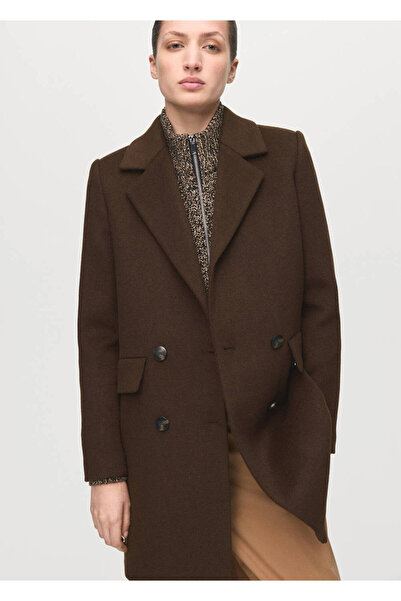 MANGO Woman Kruvaze yün karışımlı palto