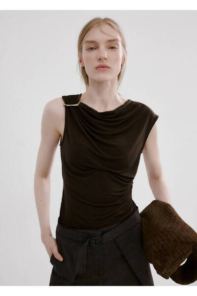 MANGO Woman Metal detaylı bluz