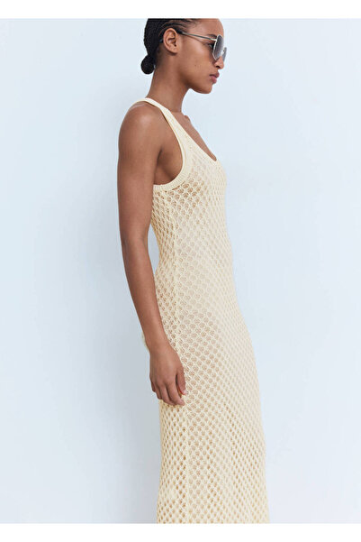 MANGO Woman Langes Kleid mit Häkelstickereien