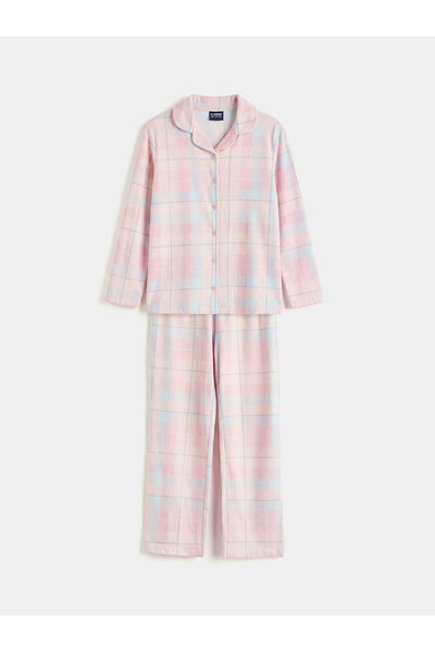 LC Waikiki Peak New Season Shirt Collar Plaid Girls' Pajama Set