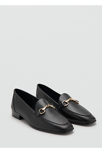 MANGO Woman Tokalı deri makosen ayakkabı