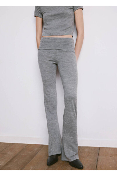 MANGO Woman Zımba detaylı örgü pantolon