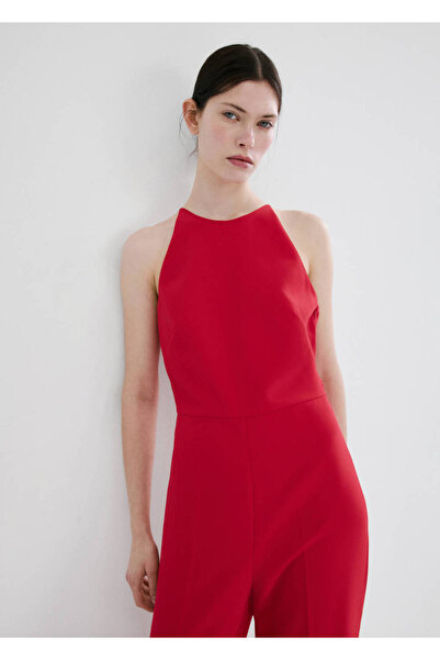 MANGO Woman Sırtı açık halter yaka tulum