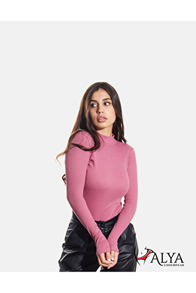 ALYA UNDERWEAR Φούτερ με μισό λαιμό καμισόλ, ριμπ ύφασμα, μπλούζα Lycra, Casu...