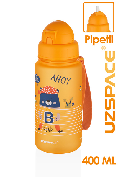 Uzspace Figured 400 ml Tritan Children's Water Bottle with Straw Bpa-Free Sch...