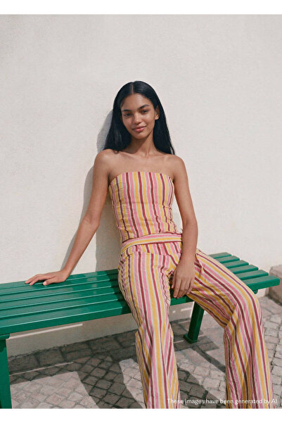 Mango Teen Çizgili dökümlü pantolon