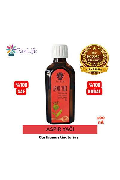 PANLİFE Aspir Yağı 100 ml (Carthamus tinctorius Seed Oil) Soğuk Pres %100 Saf...