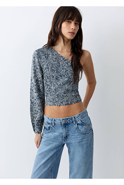 Mango Teen Desenli asimetrik bluz