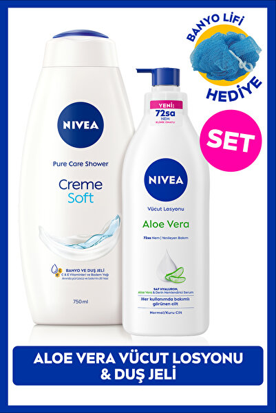 NIVEA Creme Soft Duş Jeli 750ml ve Aloe Vera Derinlemesine Nemlendirici Vücut...