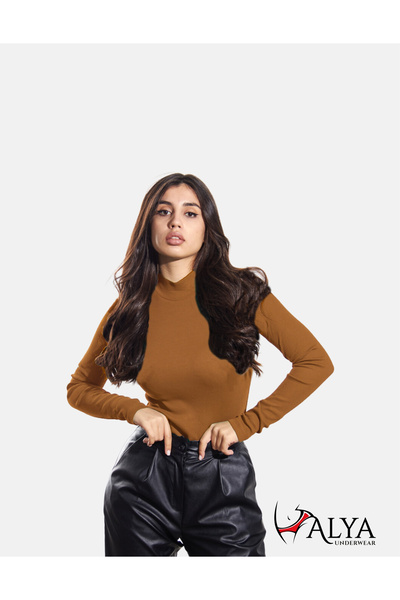 ALYA UNDERWEAR Φούτερ από βαμβακερό μισό λαιμό καμιζόλ, ύφασμα με ραβδώσεις L...