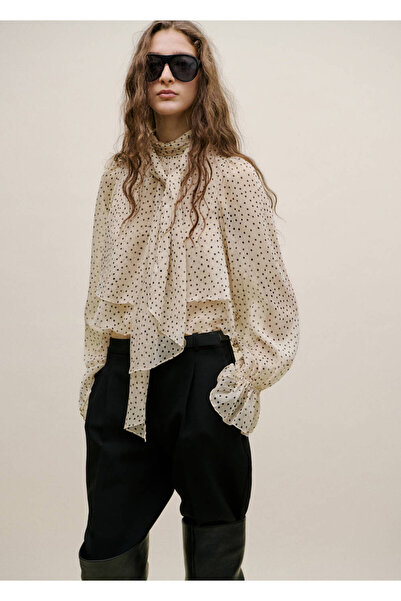 MANGO Woman Puantiyeli fiyonklu bluz
