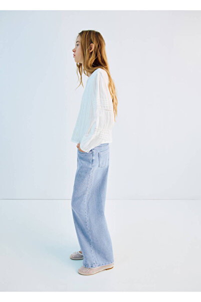 MANGO Kids Strass düz denim pantolon