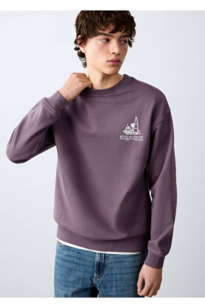 Mango Teen Desenli pamuklu sweatshirt