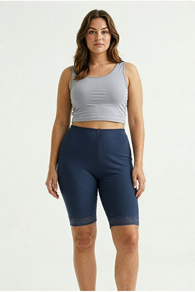 HNX Cotton Corded Textured Lace Leg Women's Tights