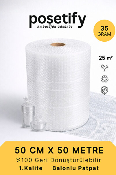 50 cm x 50 m Balloon Nylon Patpat | 1st class | 3 Layers | 25 m2 | 35 gr/m² | Thick Packaging Roll