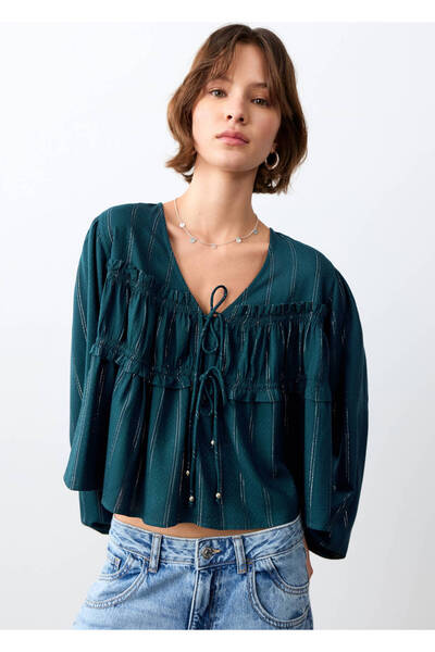 Mango Teen Lurex bow blouse