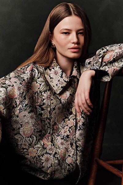 Manuka Jachetă cu model jacquard pudră