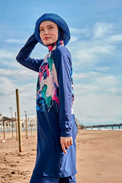 Marina Navy Blue Lycra Full Covered Hijab Swimsuit - M2497
