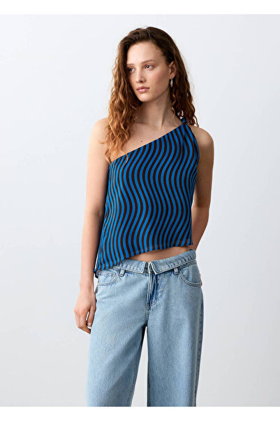 Mango Teen Dalga desenli asimetrik bluz