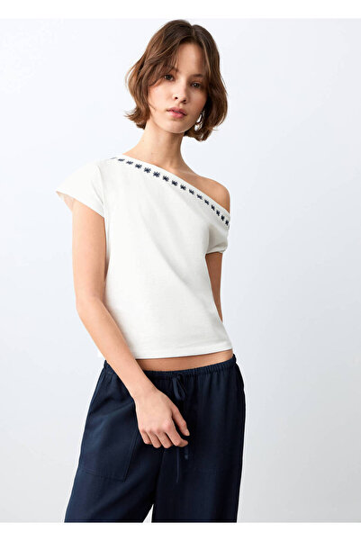 Mango Teen Asimetrik cropped bluz