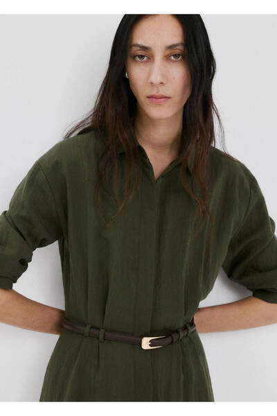 MANGO Woman Kemerli lyocell gömlek elbise