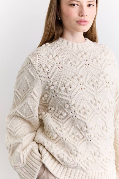 Manuka Openwork Knitted Sweater Ecru