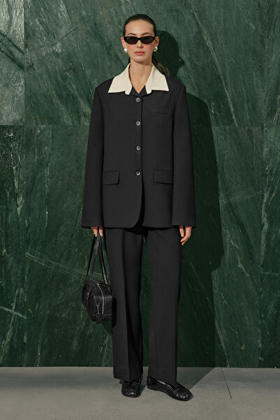 Manuka ΣΧΕΔΙΑΣΜΕΝΟ ΜΠΛΕΪΖΕΡ ΜΠΟΥΦΑΝ ΜΕ ΓΙΑΚΑ ΚΟΝΤΡΑΣΤ ΜΑΥΡΟ